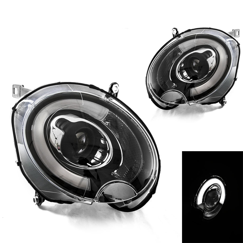 0713 Mini Cooper R56 Hatchback Black Projector Headlights w/ F56 LED DRL eBay